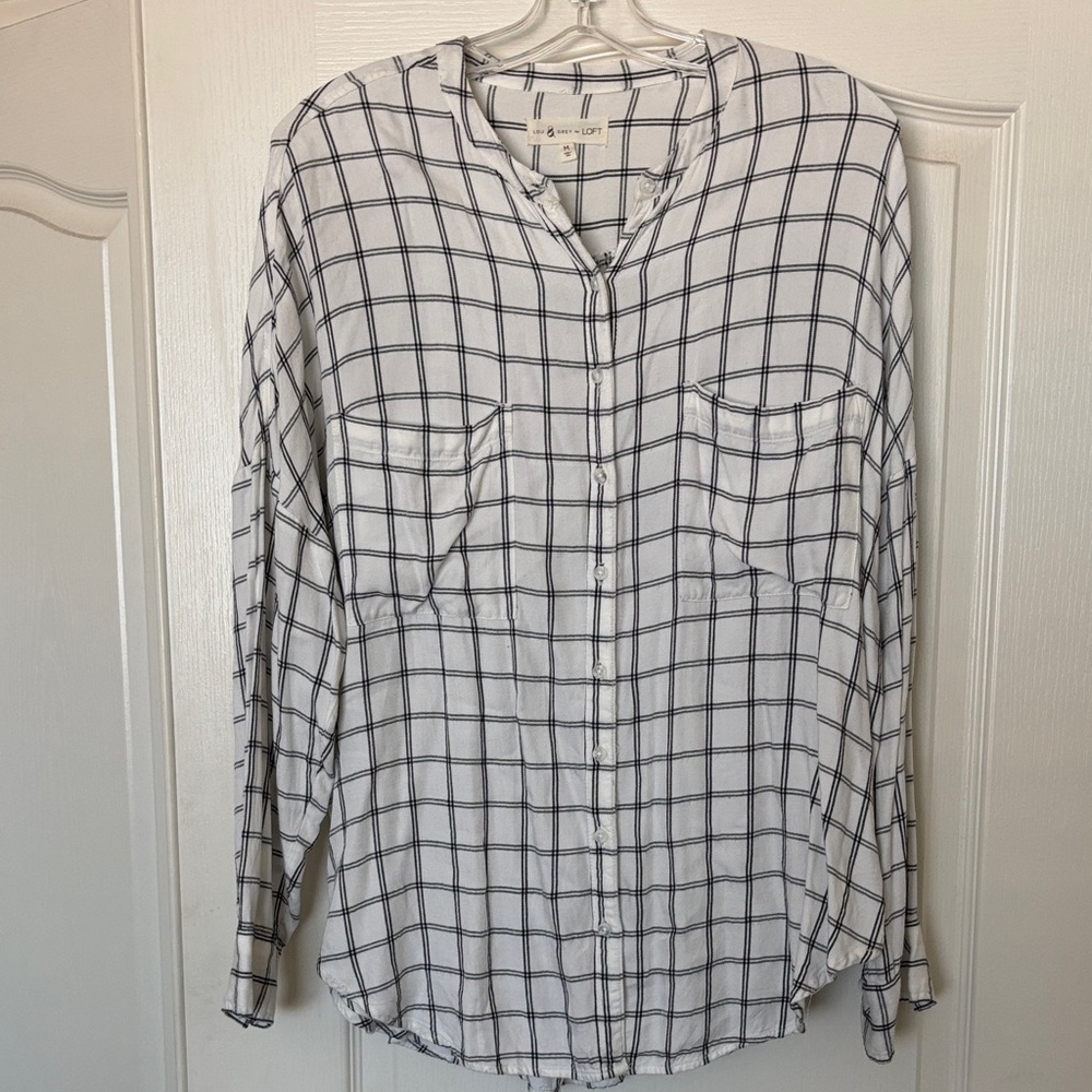 Lou & Grey White and Black Checkered Blouse